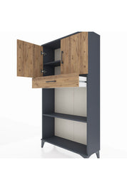 Arges Dolap 3 Raflı Tek Çekmeceli 2 Kapaklı 88x30x163 - S21M057V6A