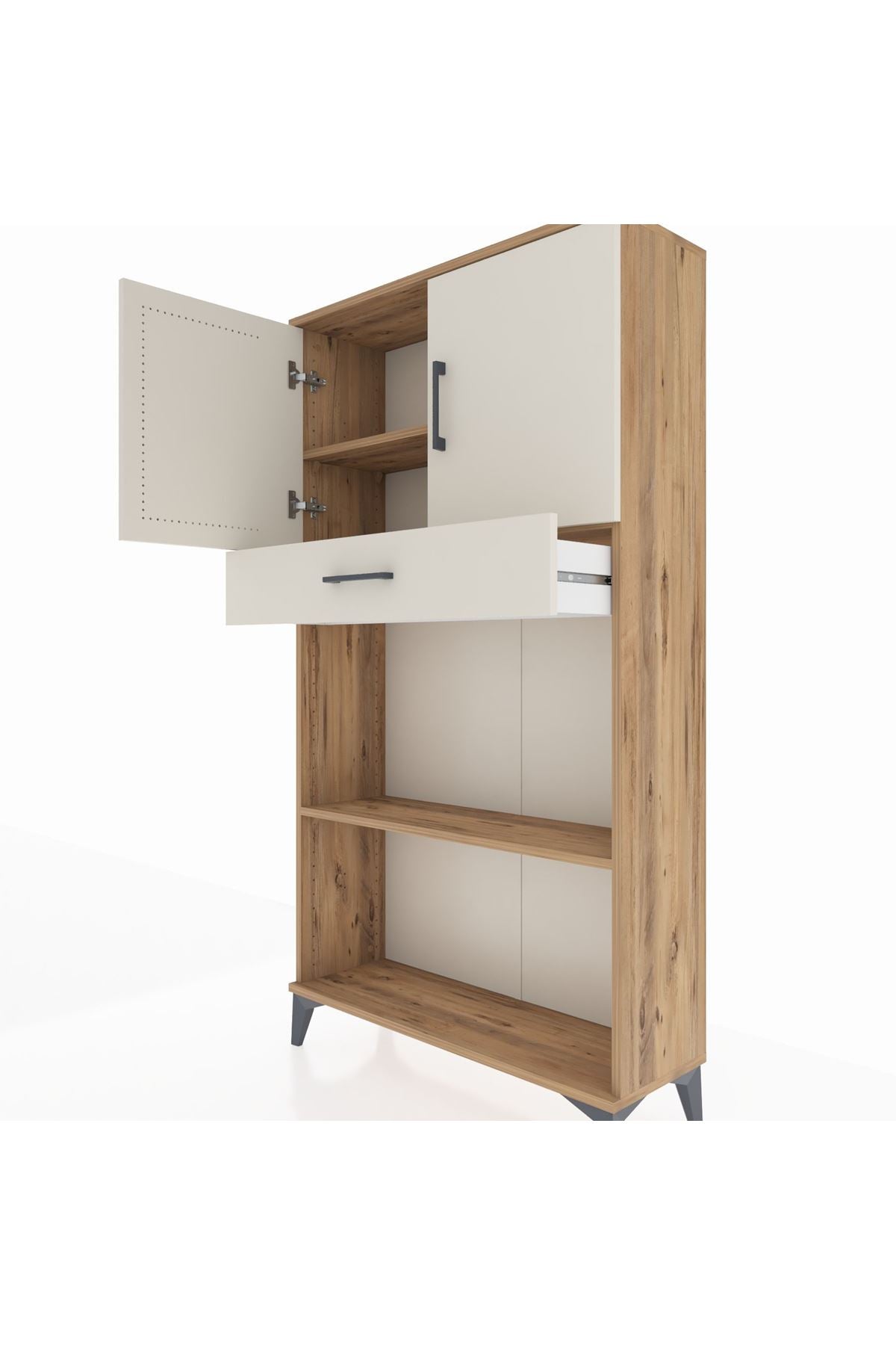 Arges Dolap 3 Raflı Tek Çekmeceli 2 Kapaklı 88x30x163 - S21M057V7A