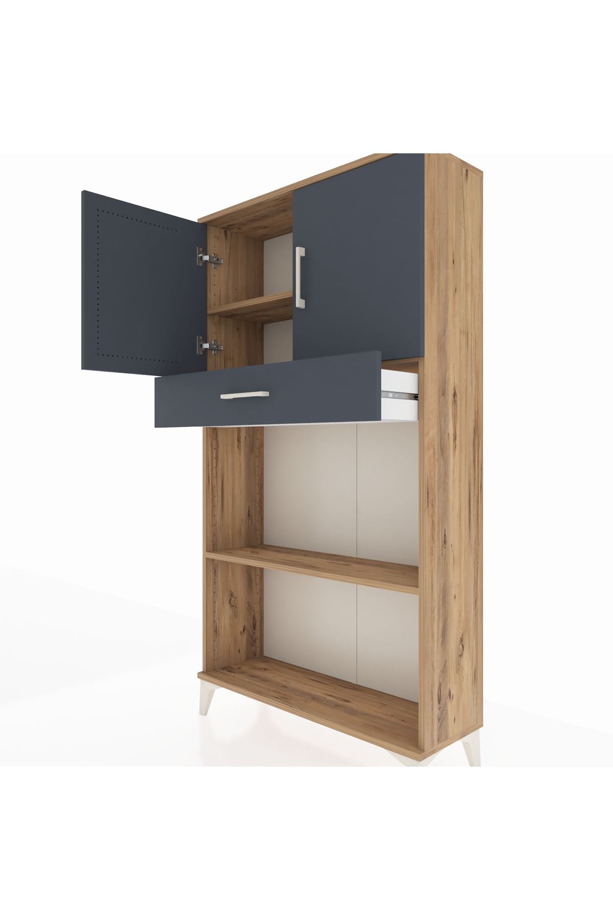 Arges Dolap 3 Raflı Tek Çekmeceli 2 Kapaklı 88x30x163 - S21M057V8A