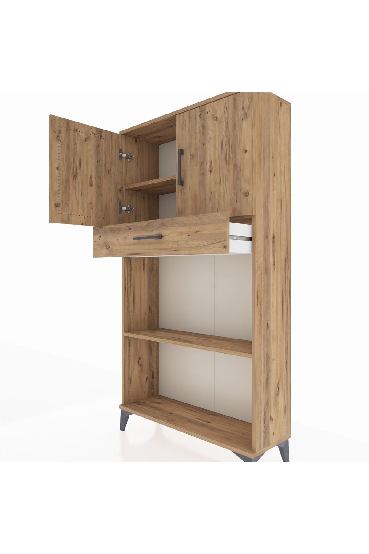 Arges Dolap 3 Raflı Tek Çekmeceli 2 Kapaklı 88x30x163 - S21M057V9A