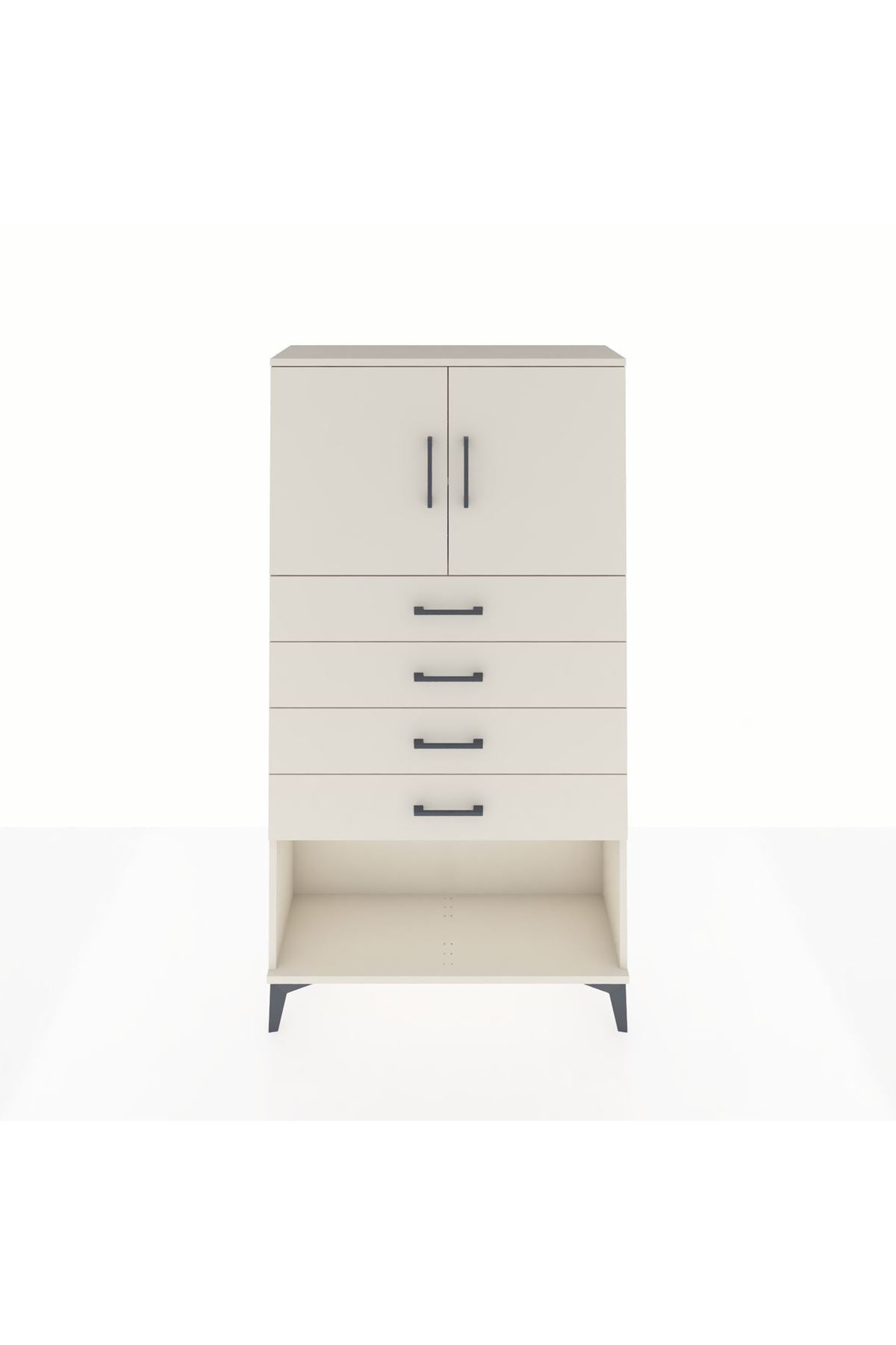 Arges Dolap 2 Raflı 4 Çekmeceli 2 Kapaklı 88x30x163 - S21M059V1A