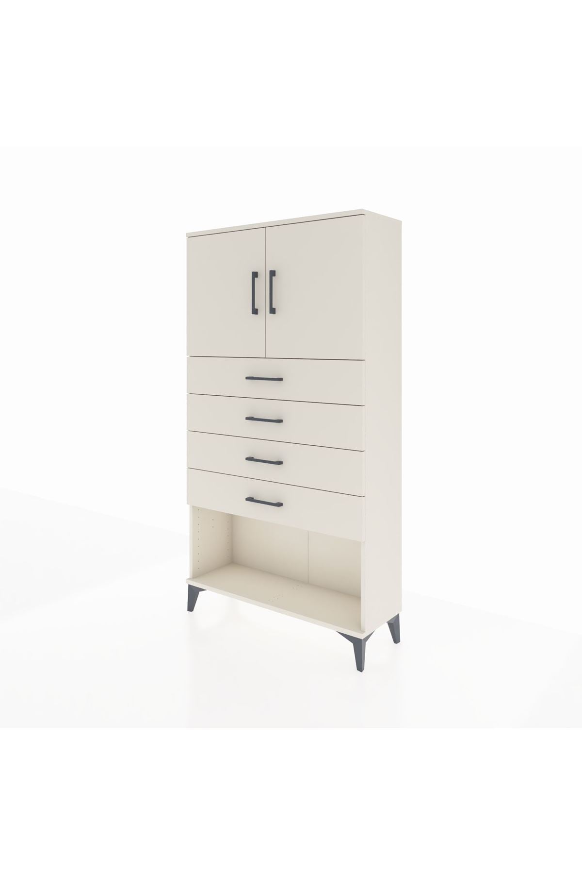 Arges Dolap 2 Raflı 4 Çekmeceli 2 Kapaklı 88x30x163 - S21M059V1A