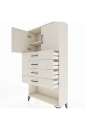 Arges Dolap 2 Raflı 4 Çekmeceli 2 Kapaklı 88x30x163 - S21M059V1A