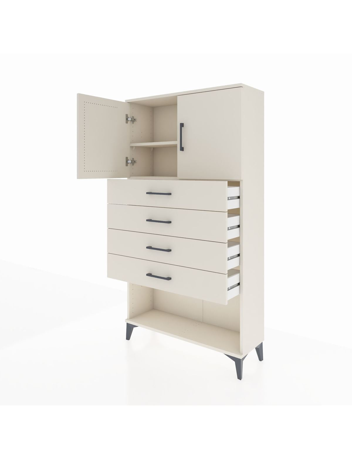 Arges Dolap 2 Raflı 4 Çekmeceli 2 Kapaklı 88x30x163 - S21M059V1A