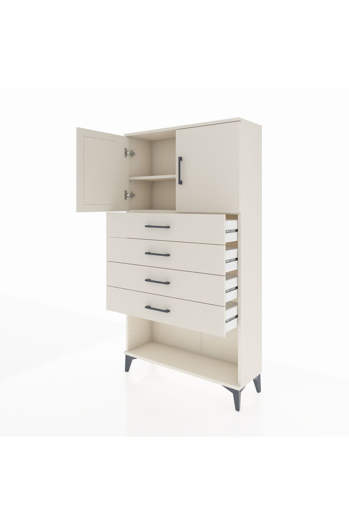 Arges Dolap 2 Raflı 4 Çekmeceli 2 Kapaklı 88x30x163 - S21M059V1A