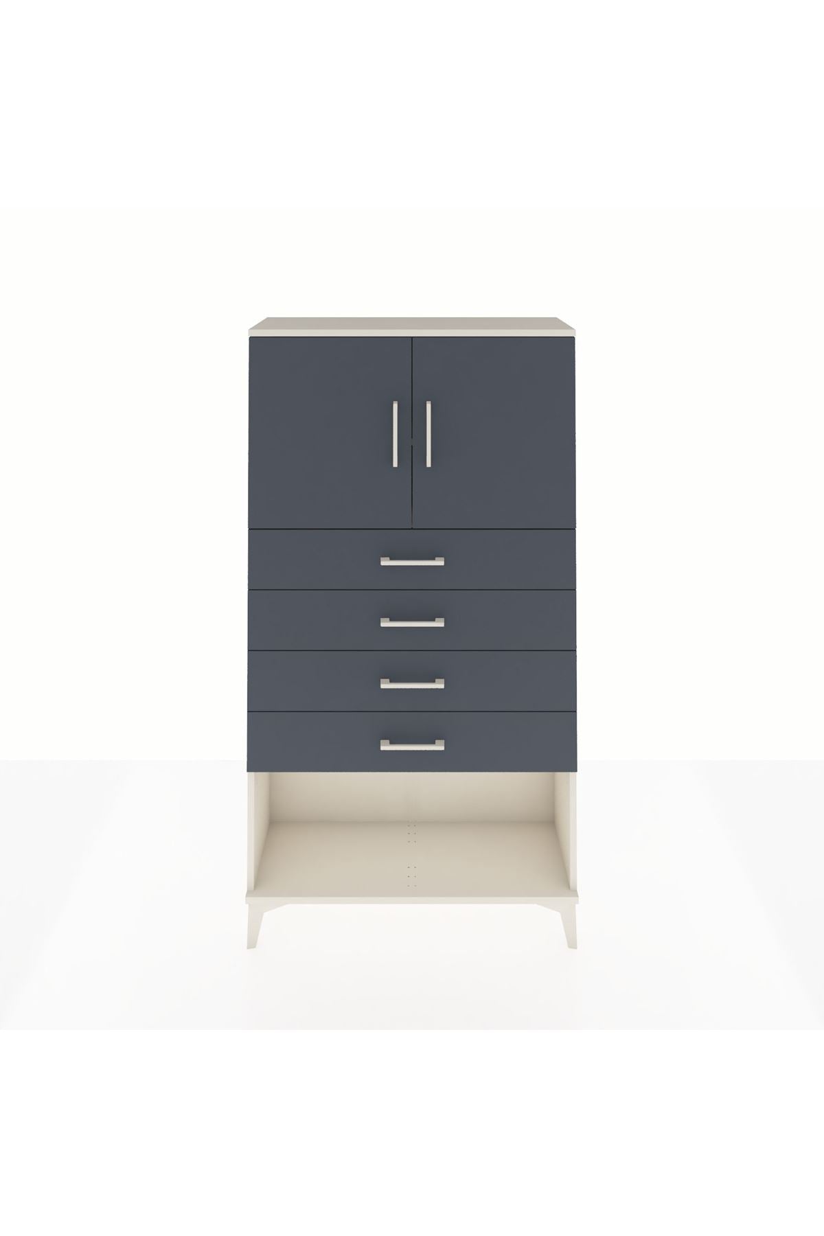 Arges Dolap 2 Raflı 4 Çekmeceli 2 Kapaklı 88x30x163 - S21M059V2A