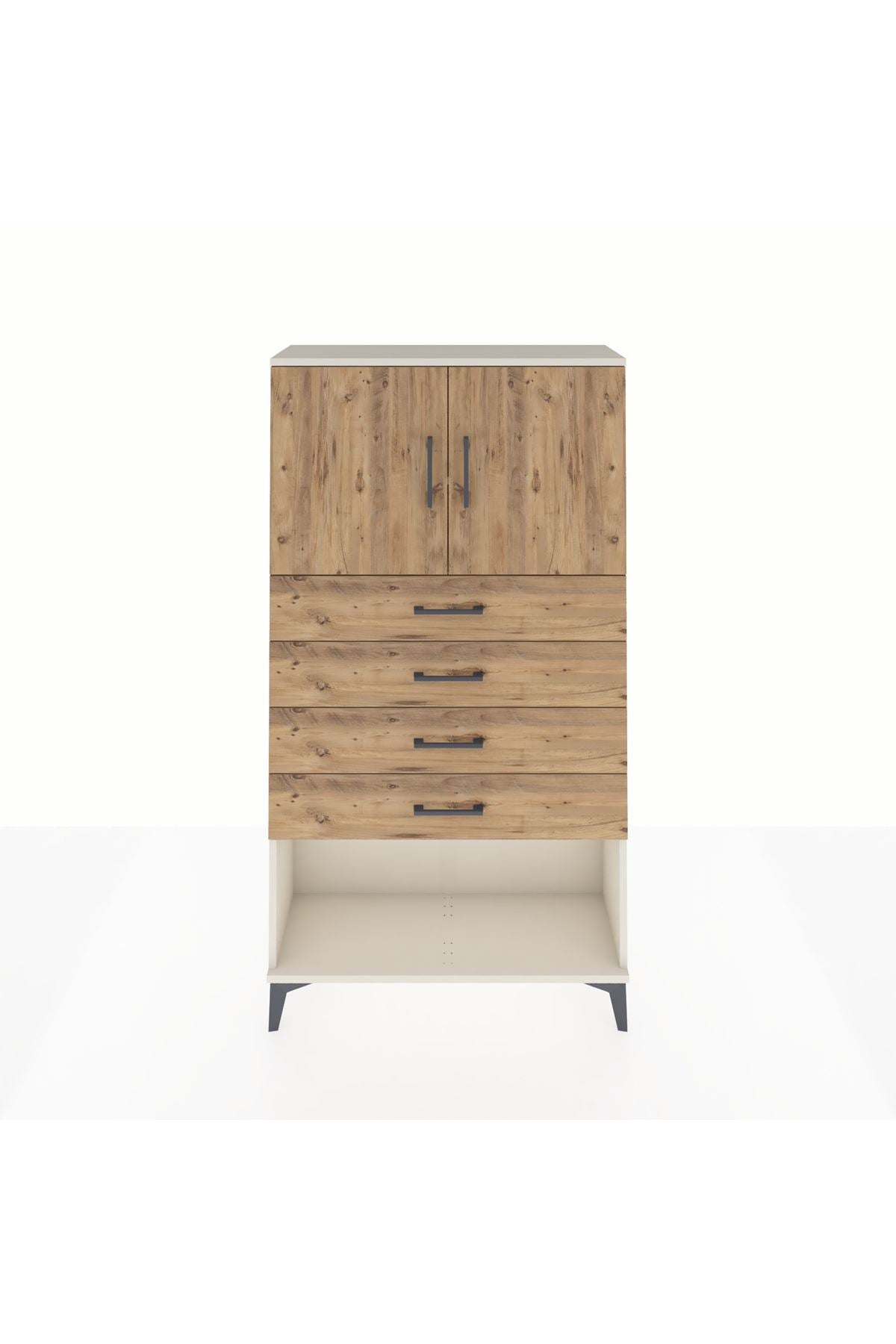 Arges Dolap 2 Raflı 4 Çekmeceli 2 Kapaklı 88x30x163 - S21M059V3A