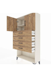 Arges Dolap 2 Raflı 4 Çekmeceli 2 Kapaklı 88x30x163 - S21M059V3A