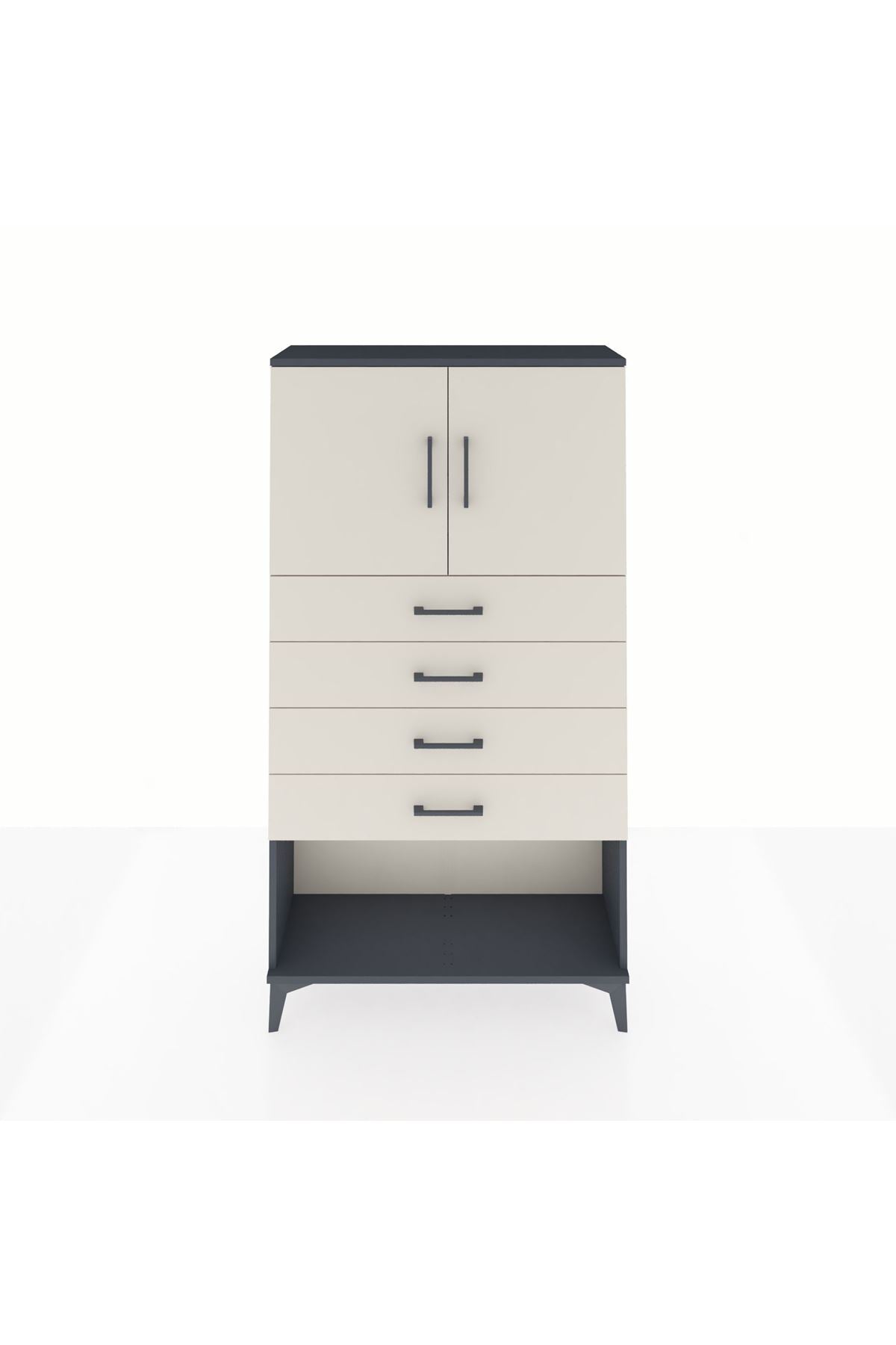Arges Dolap 2 Raflı 4 Çekmeceli 2 Kapaklı 88x30x163 - S21M059V4A
