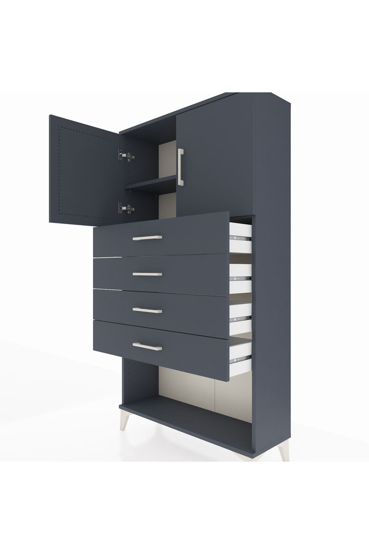 Arges Dolap 2 Raflı 4 Çekmeceli 2 Kapaklı 88x30x163 - S21M059V5A