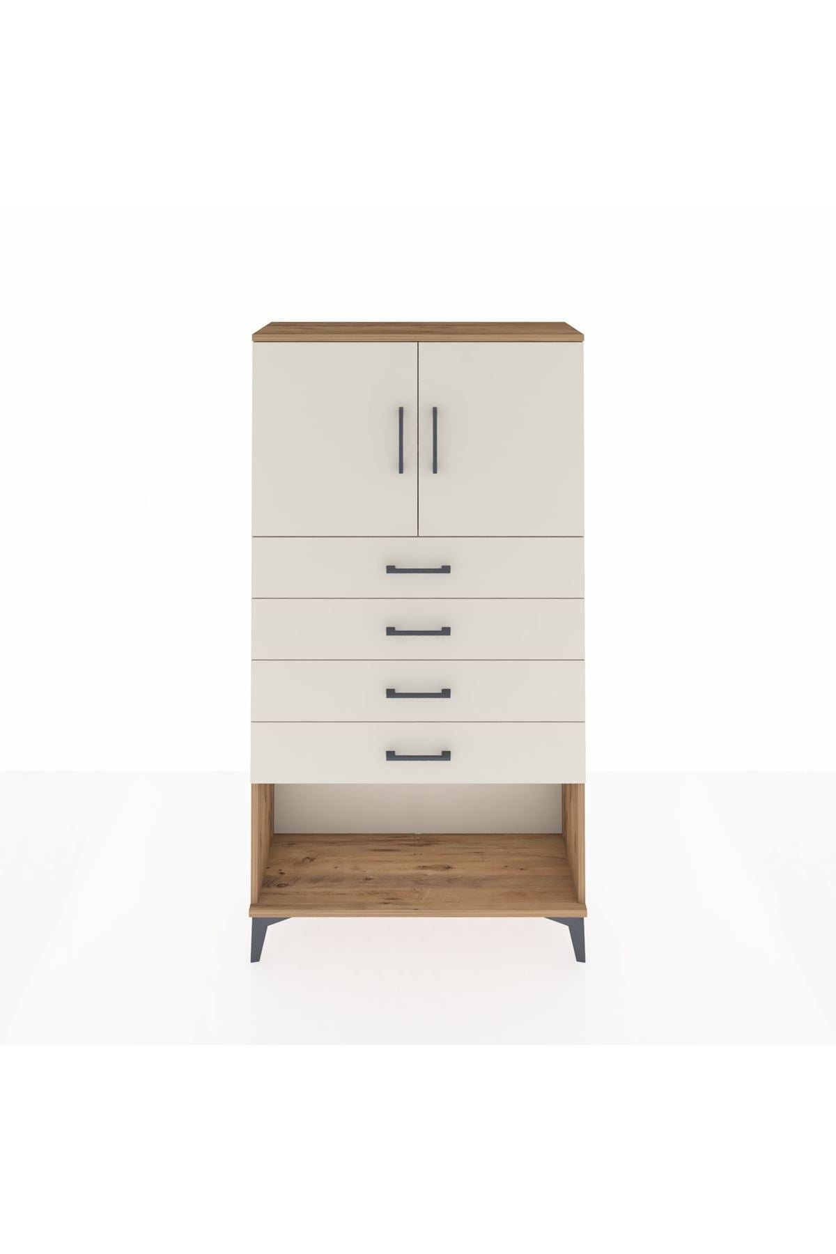 Arges Dolap 2 Raflı 4 Çekmeceli 2 Kapaklı 88x30x163 - S21M059V7A