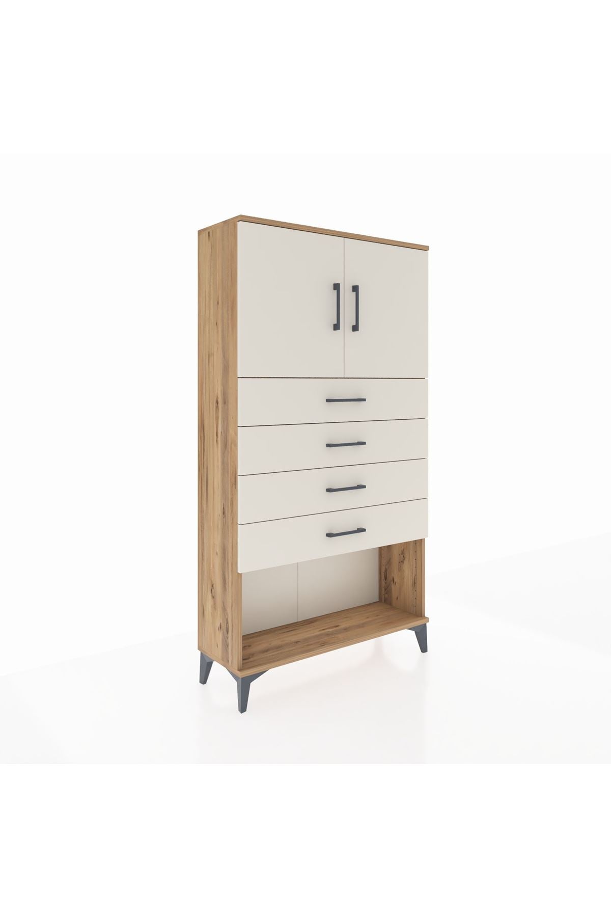 Arges Dolap 2 Raflı 4 Çekmeceli 2 Kapaklı 88x30x163 - S21M059V7A