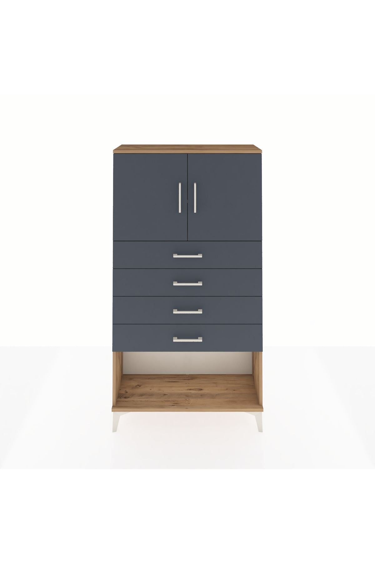 Arges Dolap 2 Raflı 4 Çekmeceli 2 Kapaklı 88x30x163 - S21M059V8A