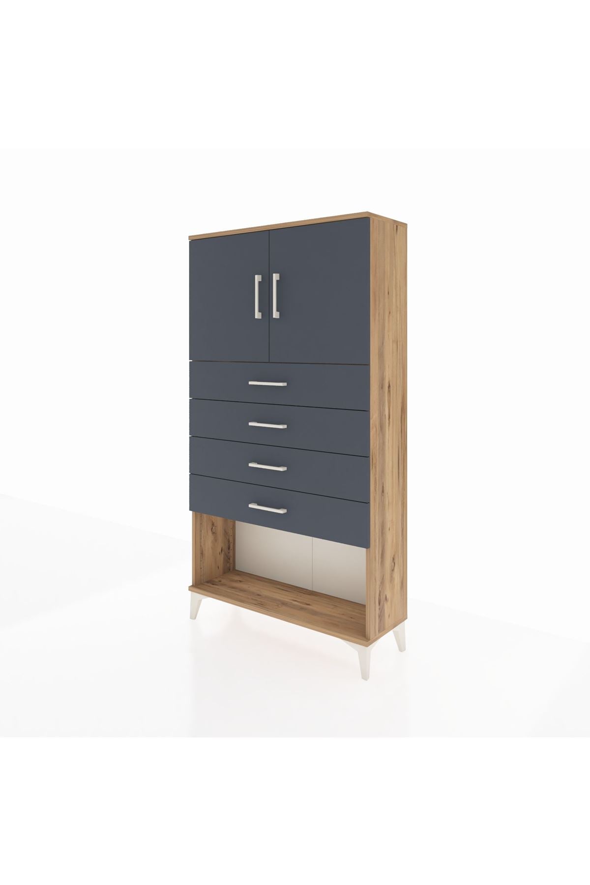 Arges Dolap 2 Raflı 4 Çekmeceli 2 Kapaklı 88x30x163 - S21M059V8A