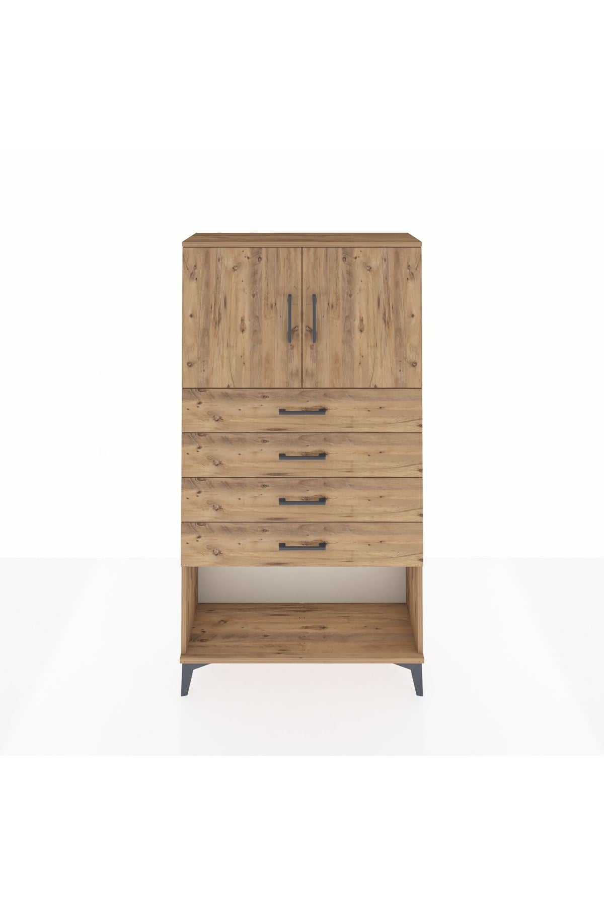 Arges Dolap 2 Raflı 4 Çekmeceli 2 Kapaklı 88x30x163 - S21M059V9A