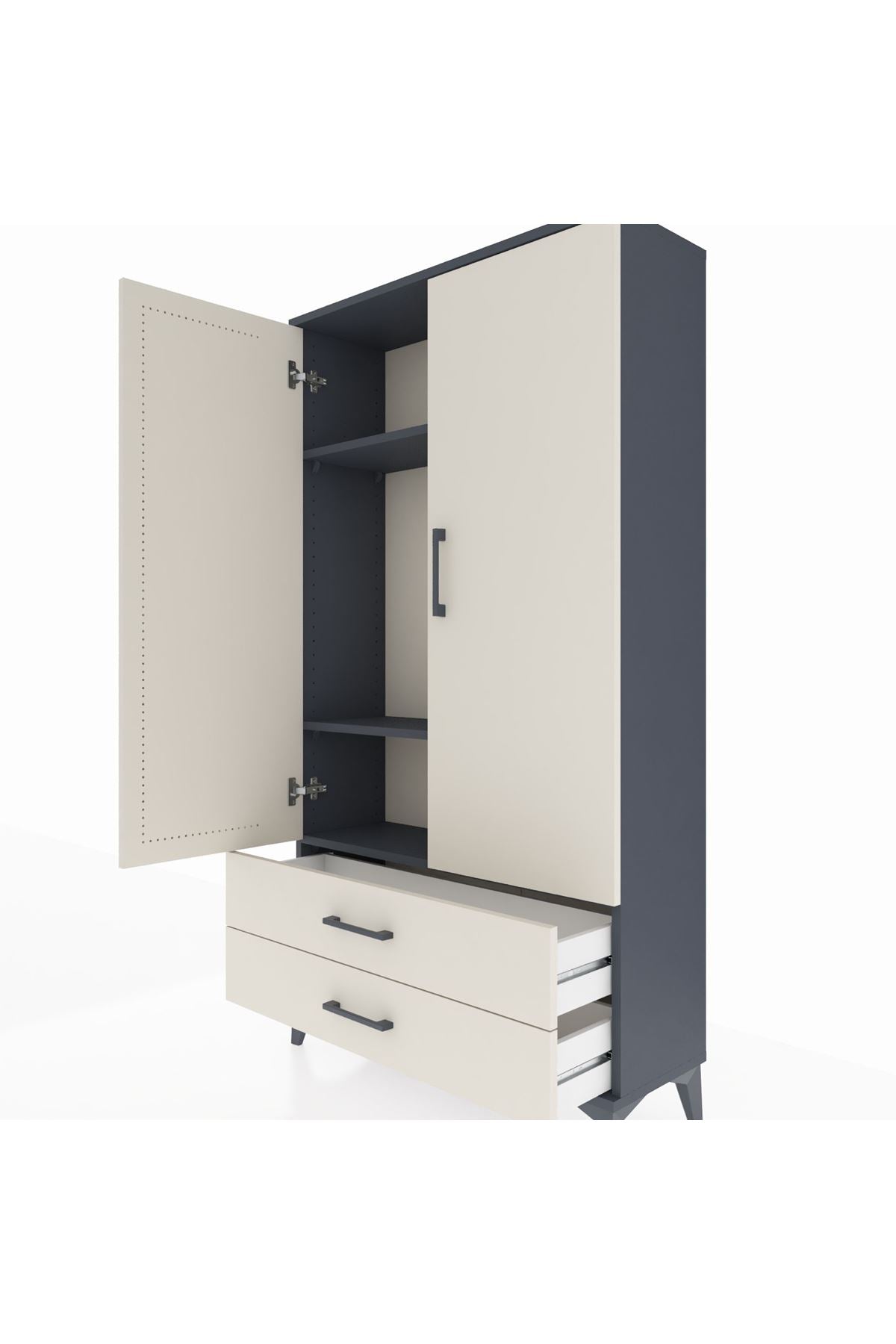 Arges Dolap 3 Raflı 2 Çekmeceli 2 Kapaklı 88x30x163 - S21M061V4A
