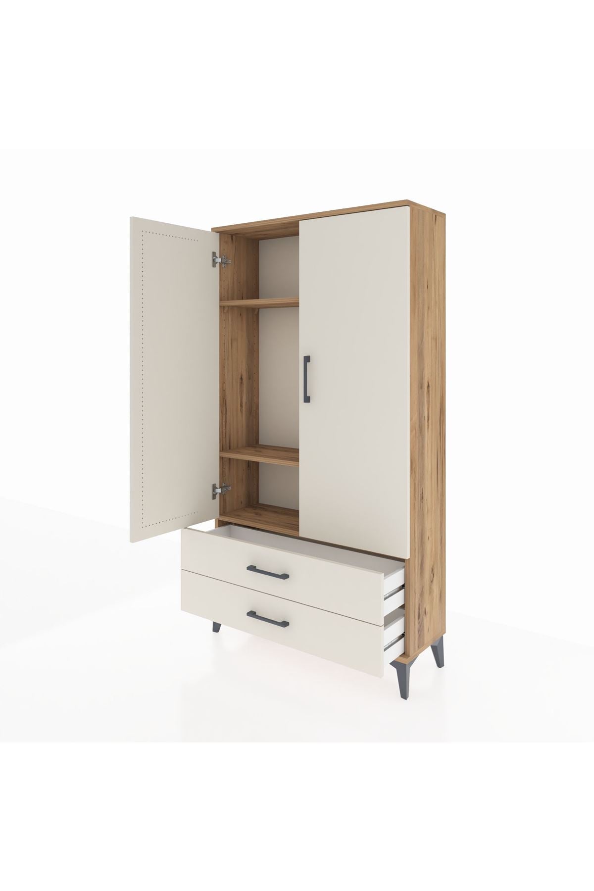 Arges Dolap 3 Raflı 2 Çekmeceli 2 Kapaklı 88x30x163 - S21M061V7A
