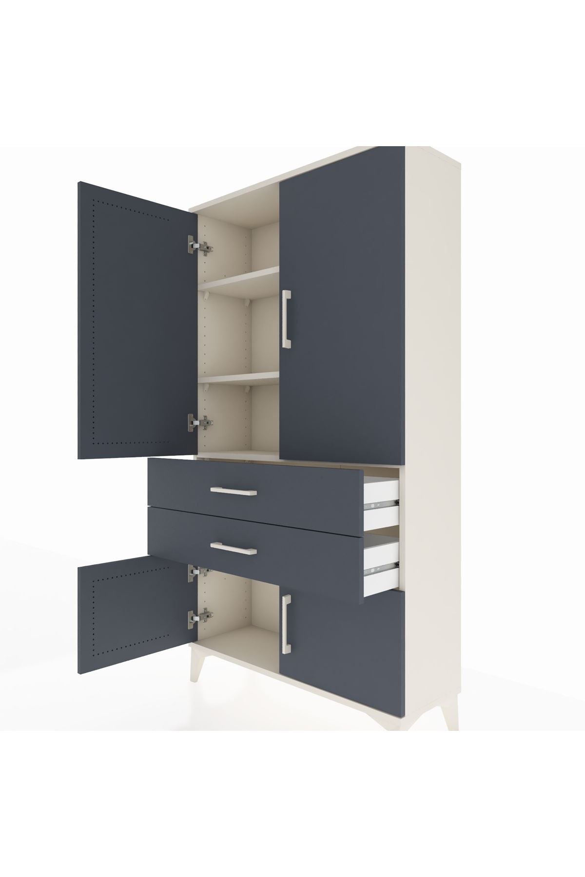 Arges Dolap 3 Raflı 2 Çekmeceli 4 Kapaklı 88x30x163 - S21M063V2A