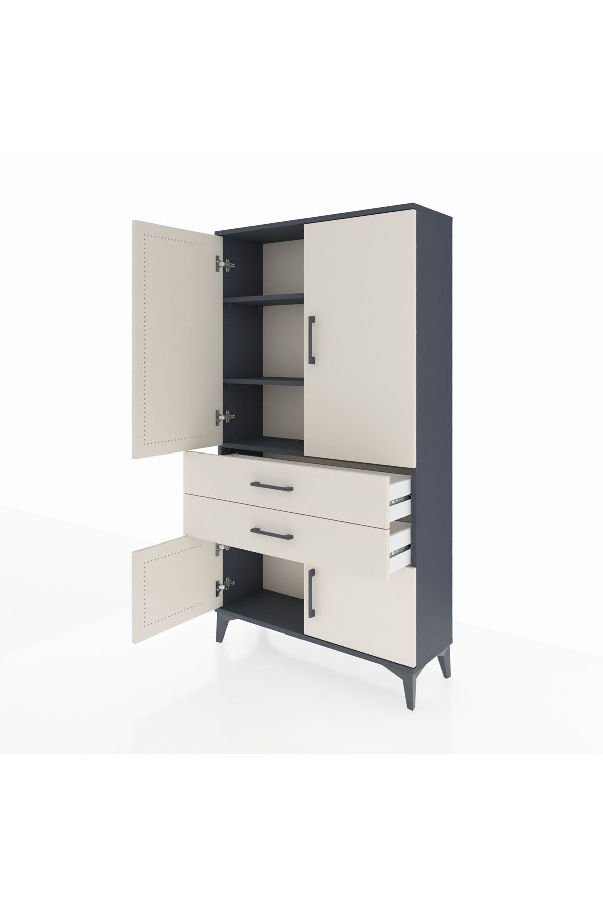 Arges Dolap 3 Raflı 2 Çekmeceli 4 Kapaklı 88x30x163 - S21M063V4A