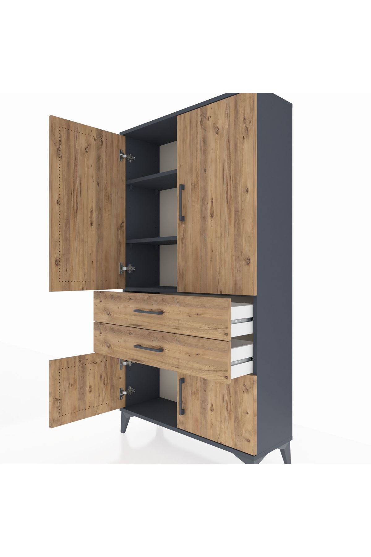 Arges Dolap 3 Raflı 2 Çekmeceli 4 Kapaklı 88x30x163 - S21M063V6A