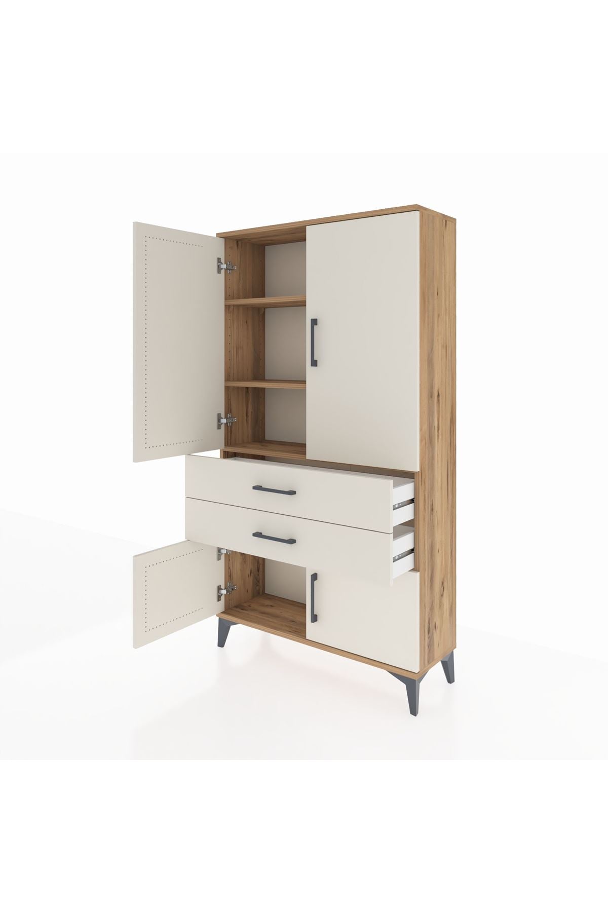Arges Dolap 3 Raflı 2 Çekmeceli 4 Kapaklı 88x30x163 - S21M063V7A