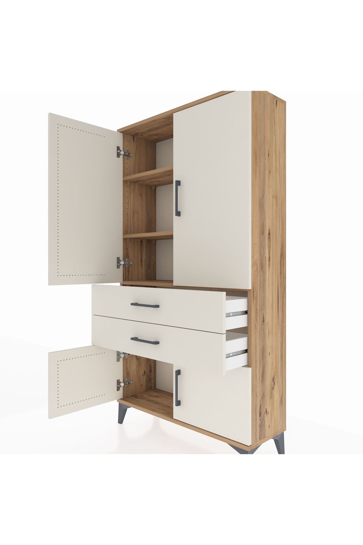Arges Dolap 3 Raflı 2 Çekmeceli 4 Kapaklı 88x30x163 - S21M063V7A