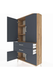 Arges Dolap 3 Raflı 2 Çekmeceli 4 Kapaklı 88x30x163 - S21M063V8A