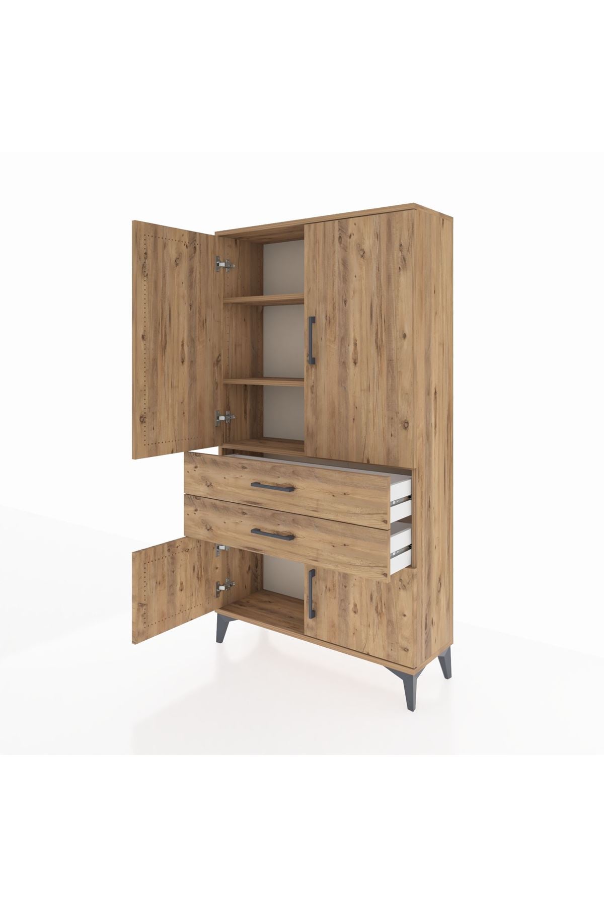 Arges Dolap 3 Raflı 2 Çekmeceli 4 Kapaklı 88x30x163 - S21M063V9A