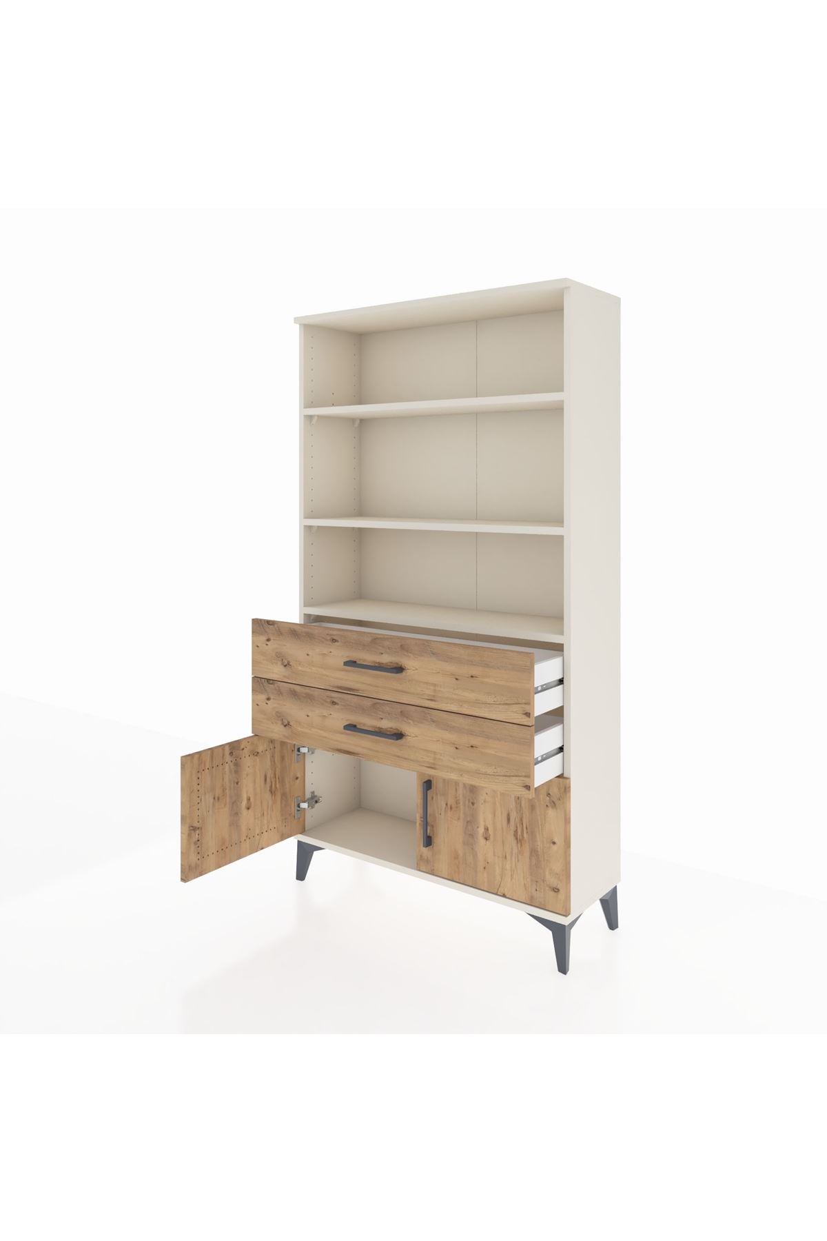 Arges Dolap 3 Raflı 2 Çekmeceli 2 Kapaklı 88x30x163 - S21M064V3A