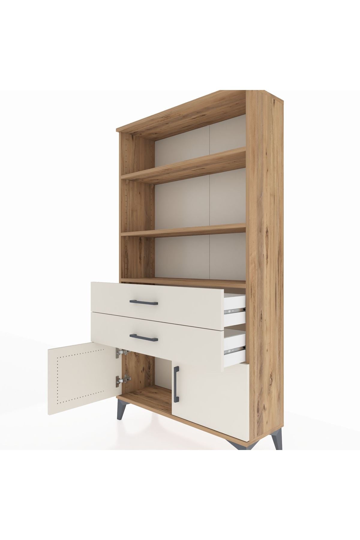 Arges Dolap 3 Raflı 2 Çekmeceli 2 Kapaklı 88x30x163 - S21M064V7A
