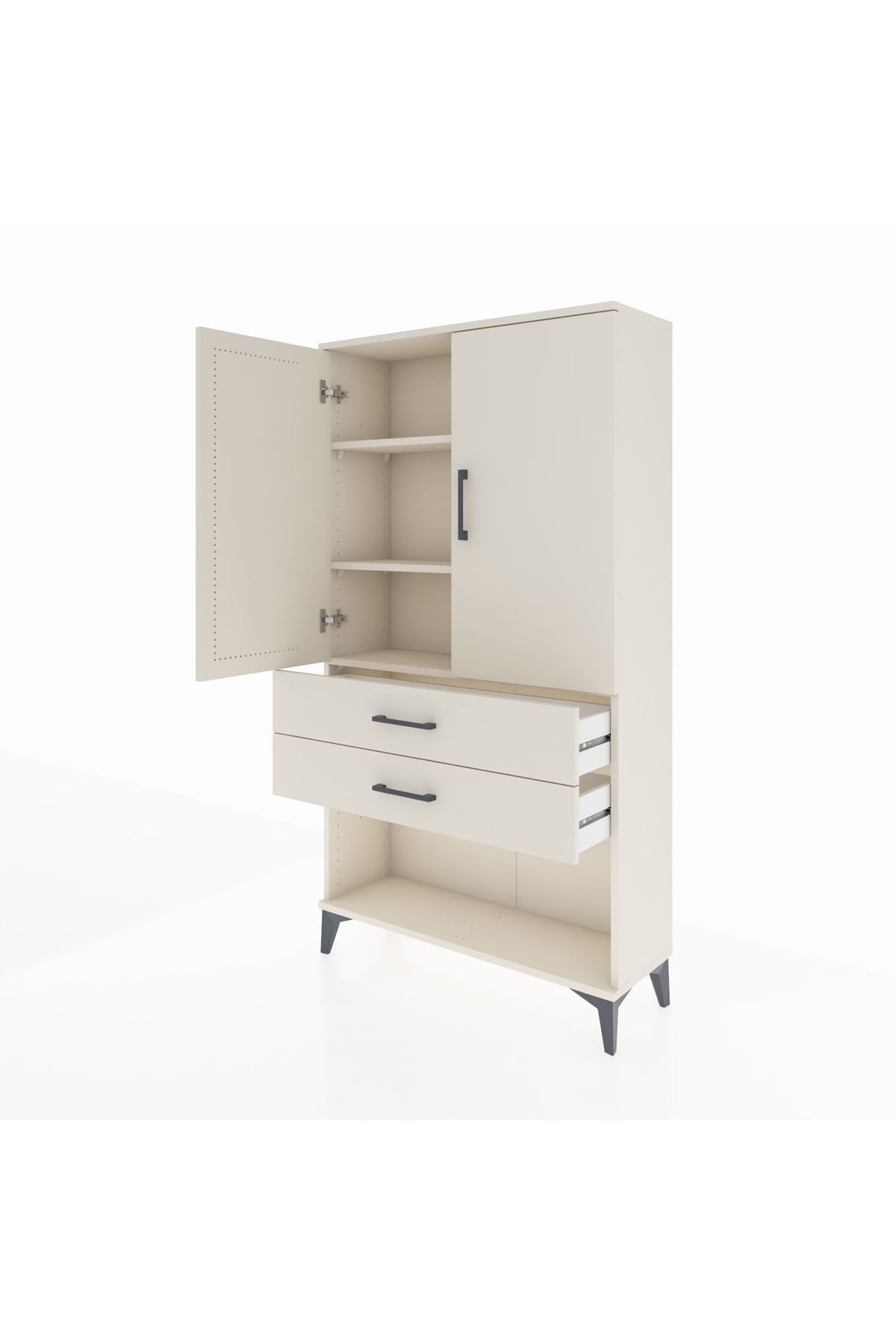 Arges Dolap 3 Raflı 2 Çekmeceli 2 Kapaklı 88x30x163 - S21M065V1A