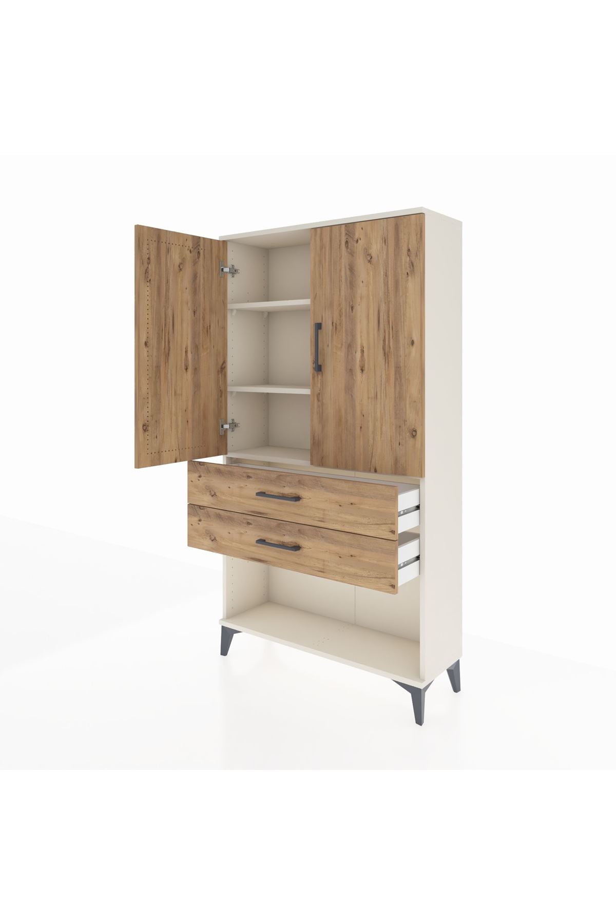 Arges Dolap 3 Raflı 2 Çekmeceli 2 Kapaklı 88x30x163 - S21M065V3A