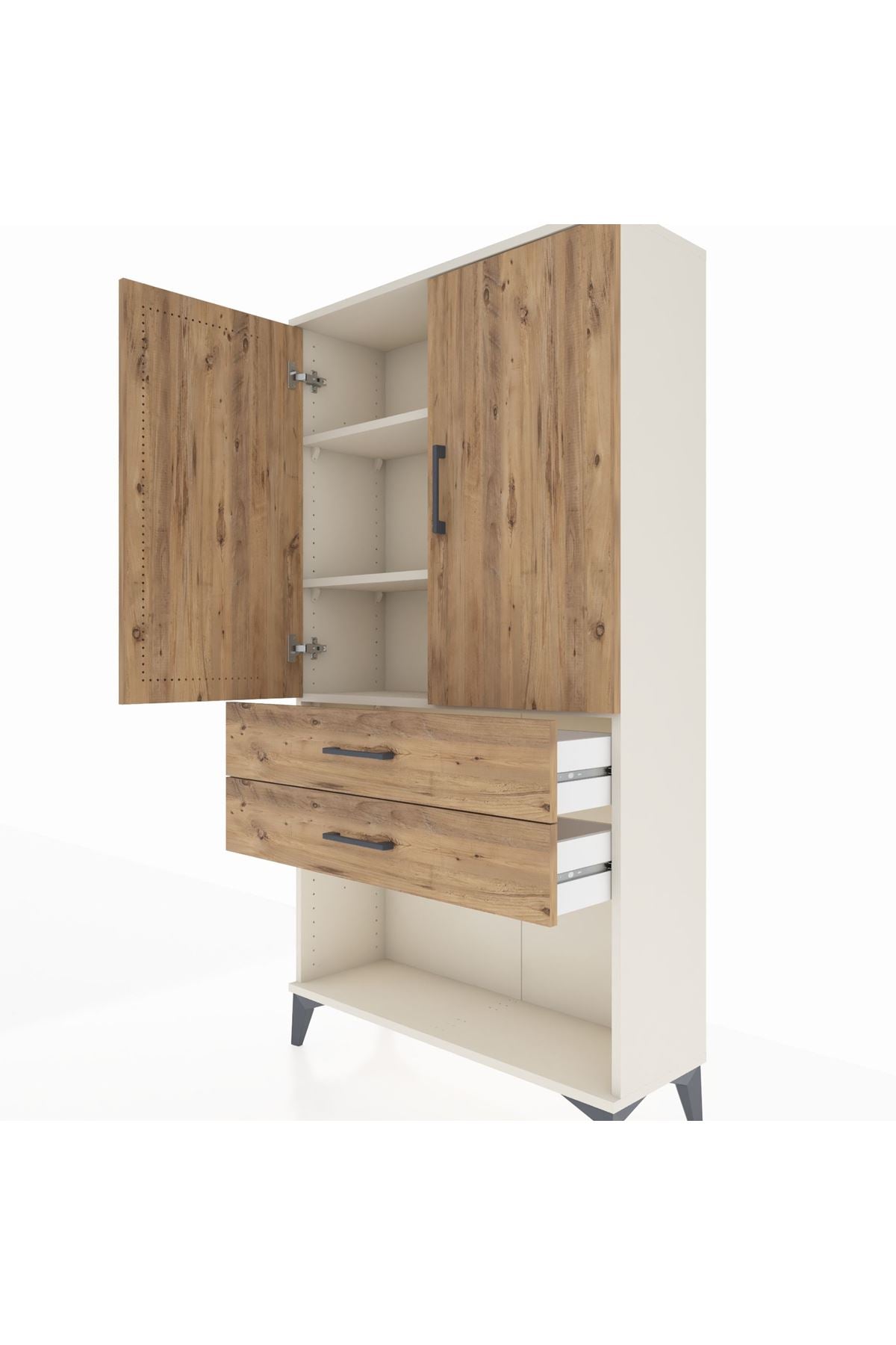 Arges Dolap 3 Raflı 2 Çekmeceli 2 Kapaklı 88x30x163 - S21M065V3A