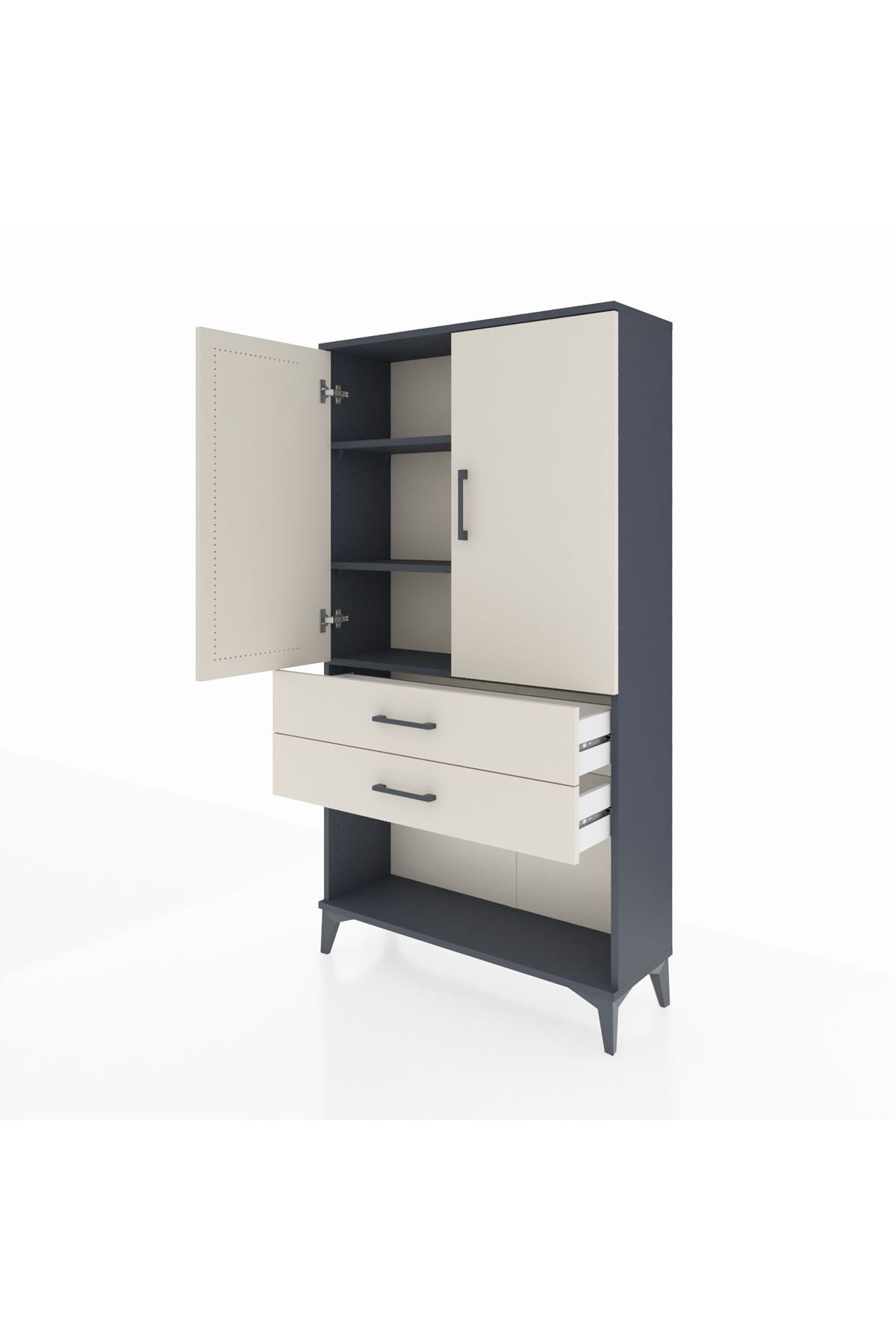 Arges Dolap 3 Raflı 2 Çekmeceli 2 Kapaklı 88x30x163 - S21M065V4A