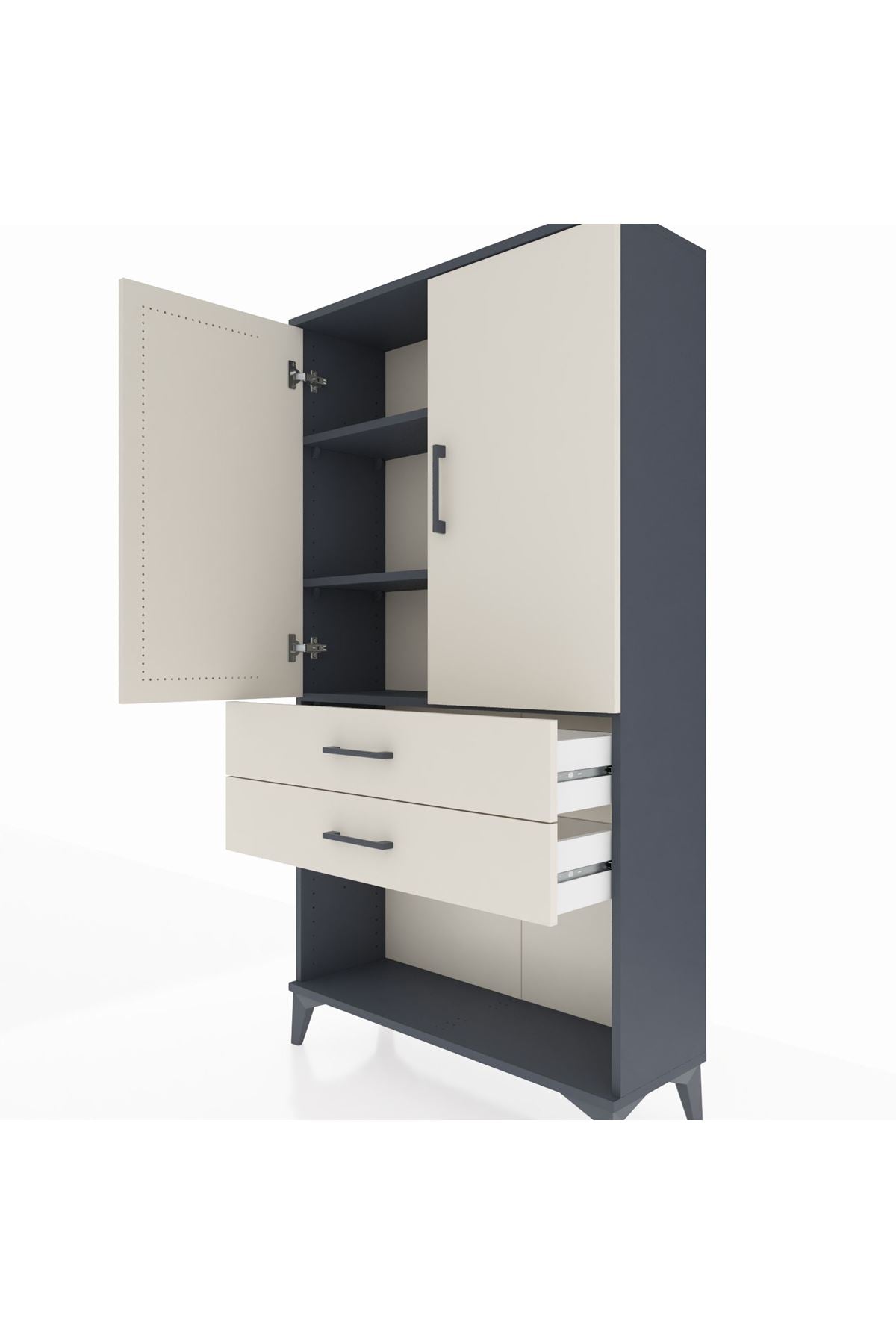 Arges Dolap 3 Raflı 2 Çekmeceli 2 Kapaklı 88x30x163 - S21M065V4A