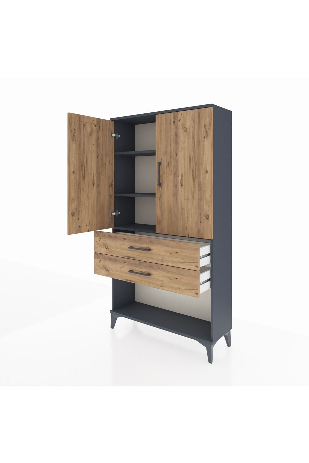 Arges Dolap 3 Raflı 2 Çekmeceli 2 Kapaklı 88x30x163 - S21M065V6A