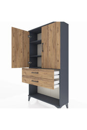 Arges Dolap 3 Raflı 2 Çekmeceli 2 Kapaklı 88x30x163 - S21M065V6A