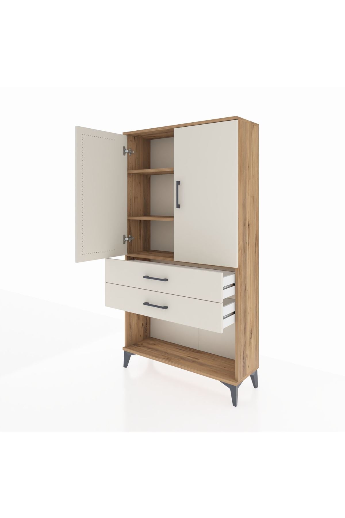 Arges Dolap 3 Raflı 2 Çekmeceli 2 Kapaklı 88x30x163 - S21M065V7A