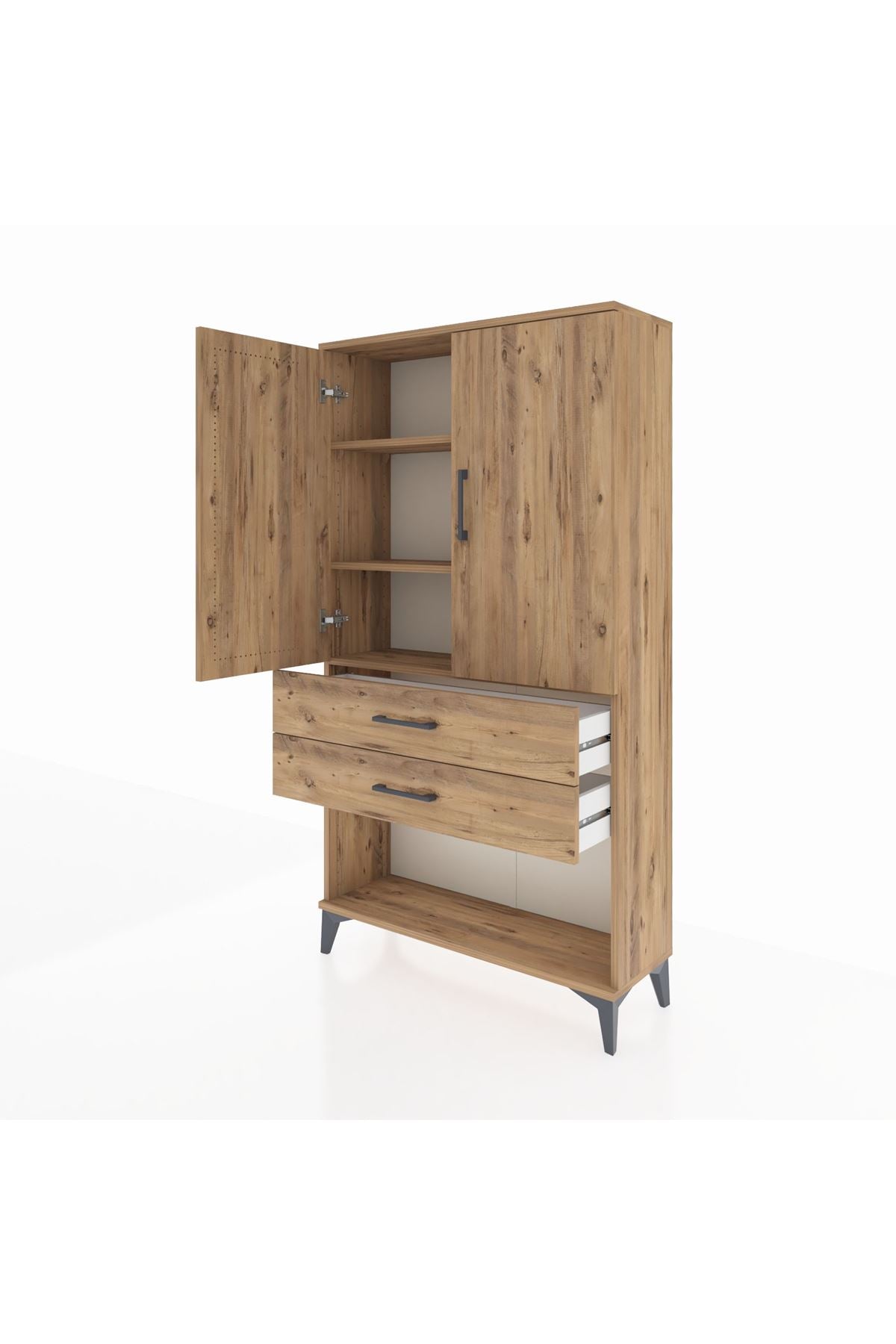 Arges Dolap 3 Raflı 2 Çekmeceli 2 Kapaklı 88x30x163 - S21M065V9A