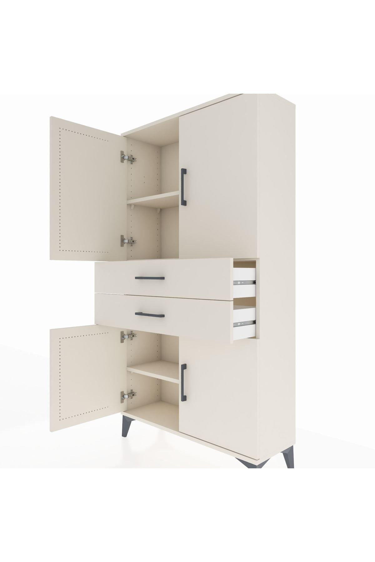 Arges Dolap 3 Raflı 2 Çekmeceli 4 Kapaklı 88x30x163 - S21M067V1A