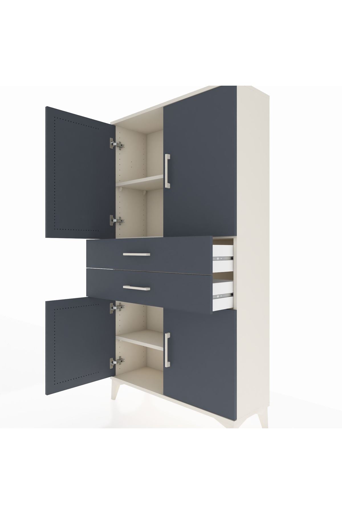 Arges Dolap 3 Raflı 2 Çekmeceli 4 Kapaklı 88x30x163 - S21M067V2A