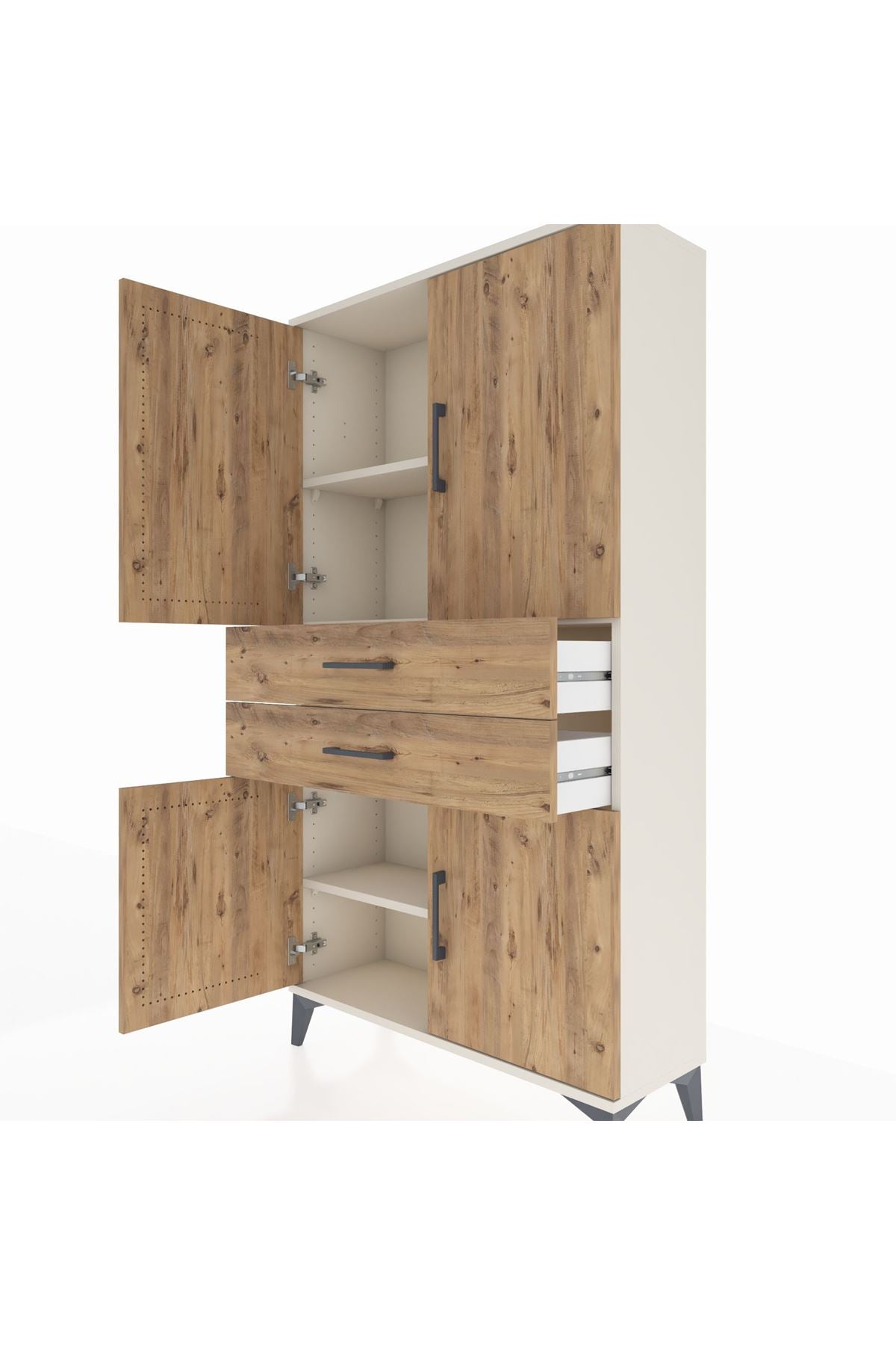 Arges Dolap 3 Raflı 2 Çekmeceli 4 Kapaklı 88x30x163 - S21M067V3A