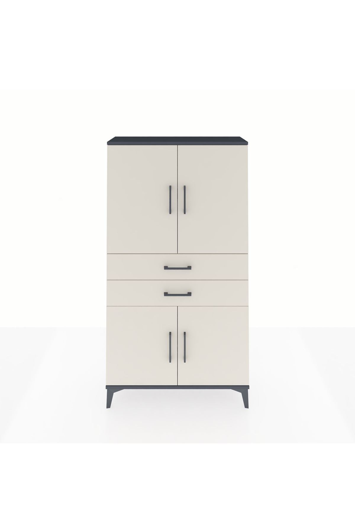 Arges Dolap 3 Raflı 2 Çekmeceli 4 Kapaklı 88x30x163 - S21M067V4A