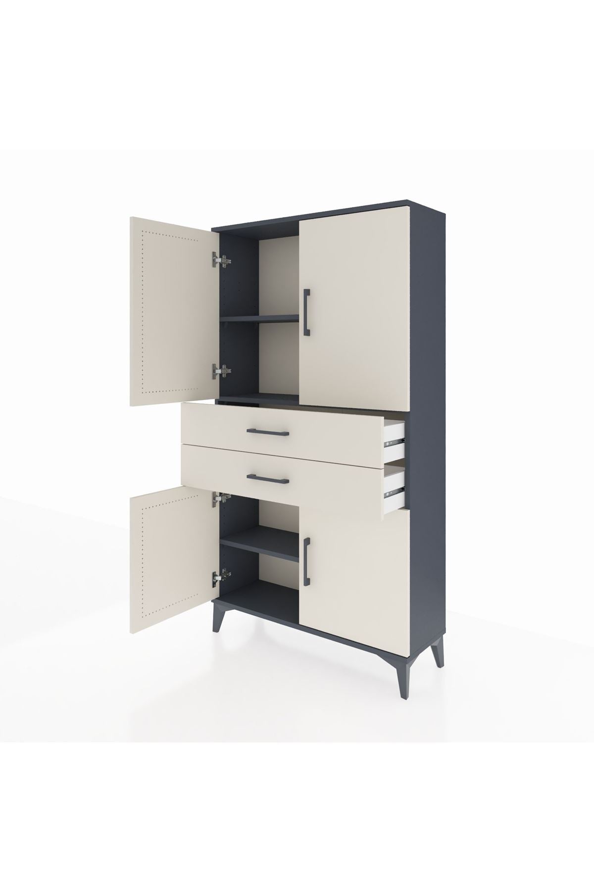 Arges Dolap 3 Raflı 2 Çekmeceli 4 Kapaklı 88x30x163 - S21M067V4A