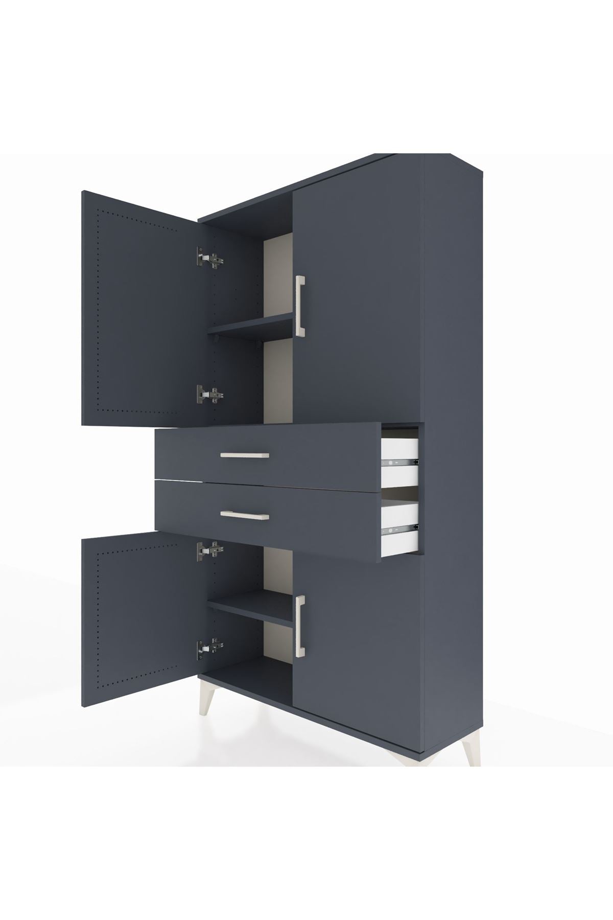 Arges Dolap 3 Raflı 2 Çekmeceli 4 Kapaklı 88x30x163 - S21M067V5A