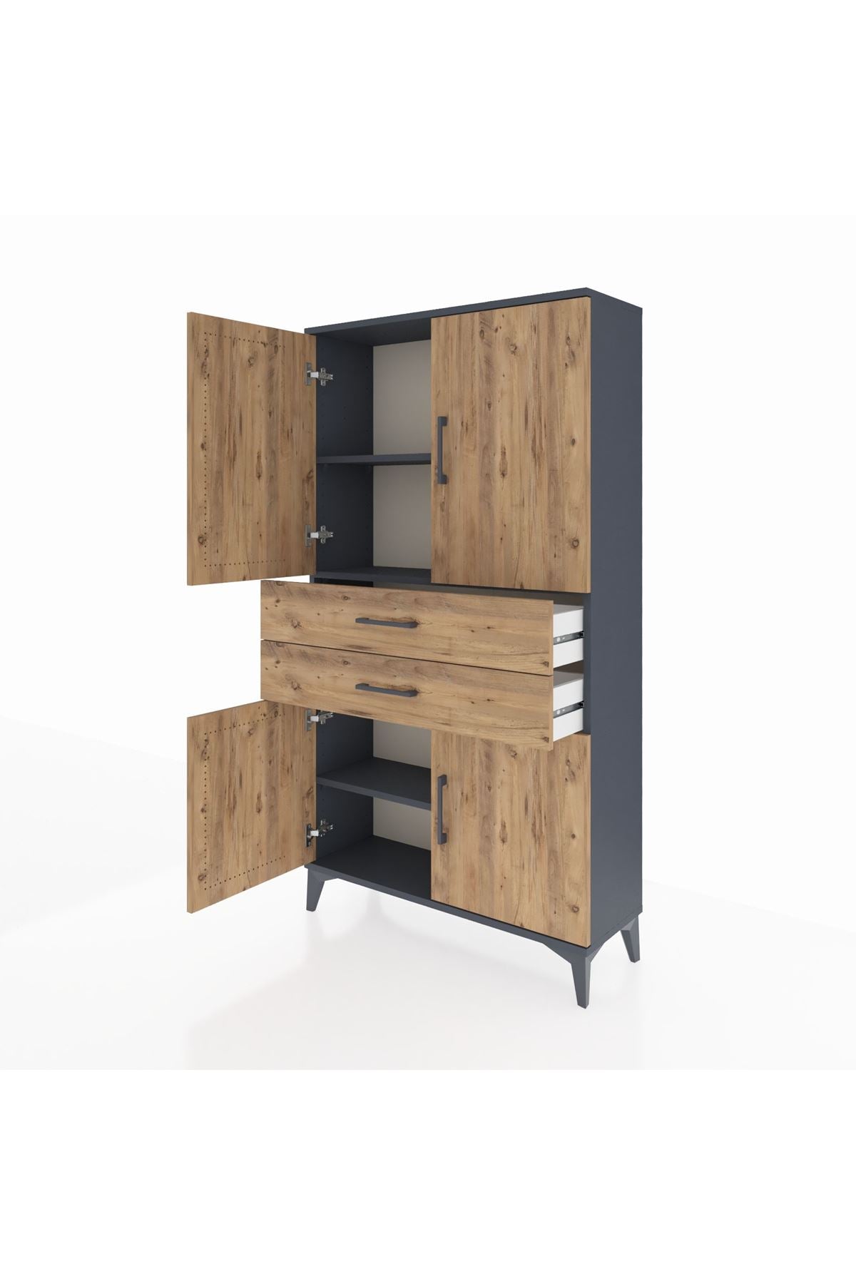 Arges Dolap 3 Raflı 2 Çekmeceli 4 Kapaklı 88x30x163 - S21M067V6A