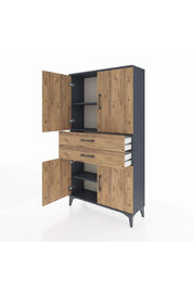 Arges Dolap 3 Raflı 2 Çekmeceli 4 Kapaklı 88x30x163 - S21M067V6A