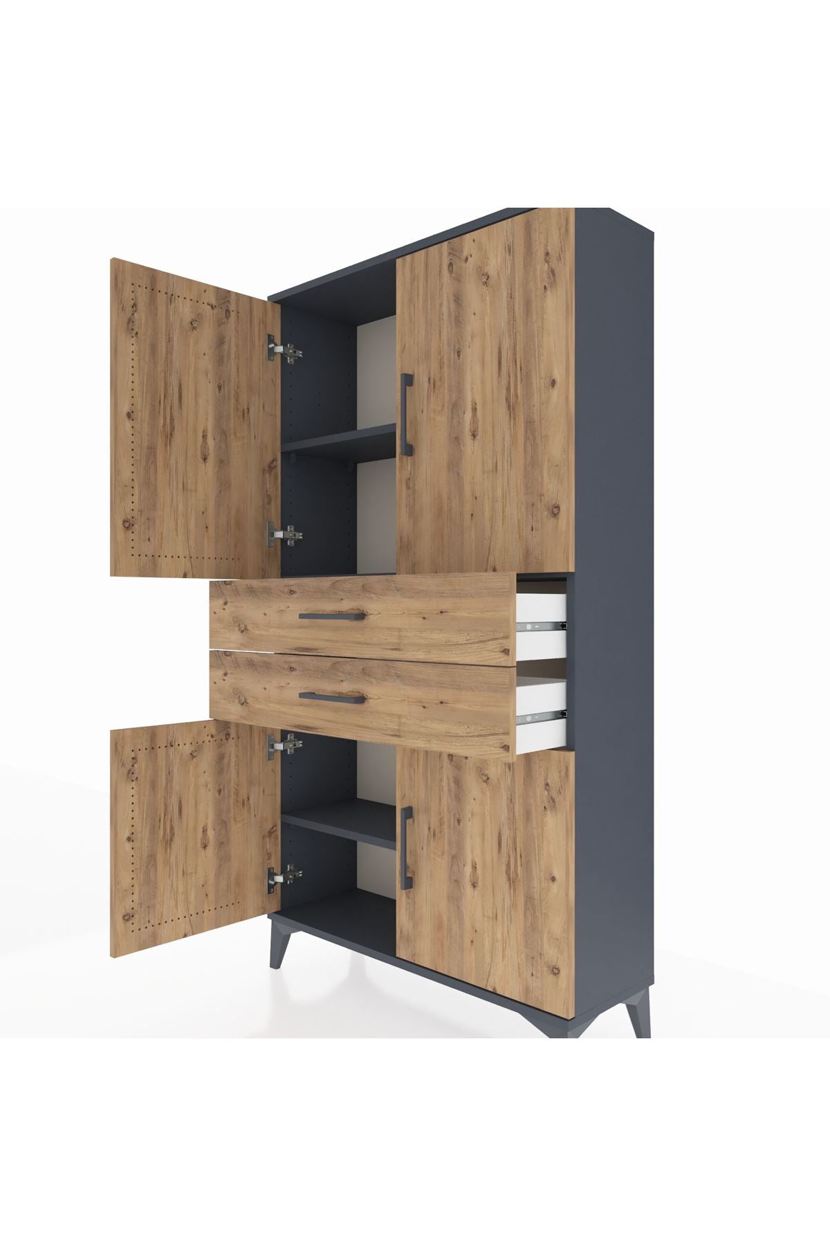 Arges Dolap 3 Raflı 2 Çekmeceli 4 Kapaklı 88x30x163 - S21M067V6A