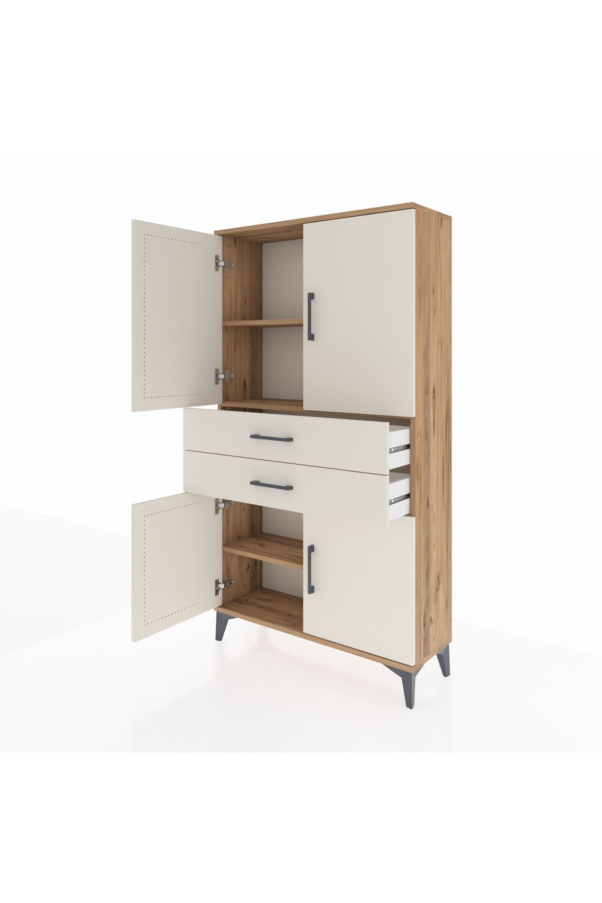 Arges Dolap 3 Raflı 2 Çekmeceli 4 Kapaklı 88x30x163 - S21M067V7A