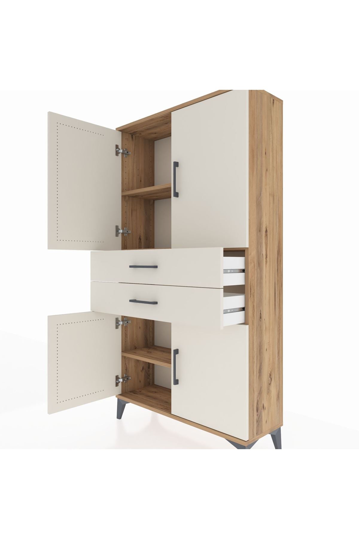 Arges Dolap 3 Raflı 2 Çekmeceli 4 Kapaklı 88x30x163 - S21M067V7A